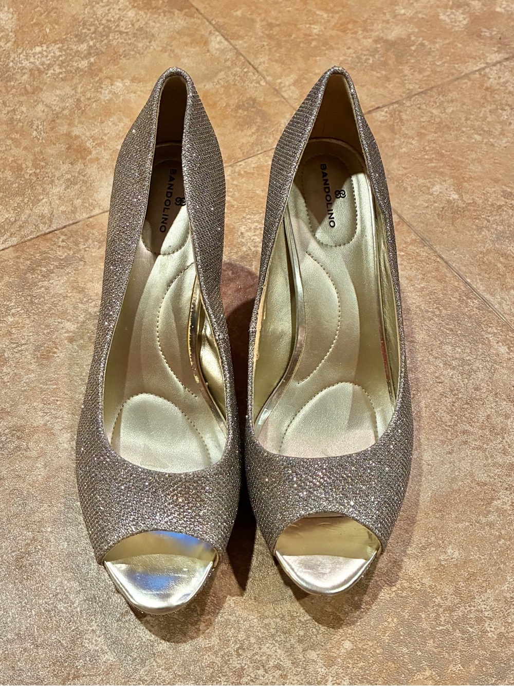 Bandolino Glitter Peep-Toe Heels